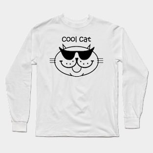 Cool Cat 2 - Black Outline Long Sleeve T-Shirt